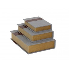 Cole Grey Wood/Fabric Book 3 Piece Decorative Box Set CLRB4032